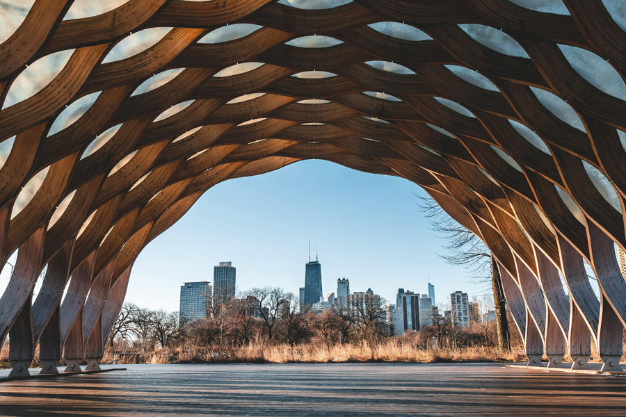 Chicago skyline view from the north side