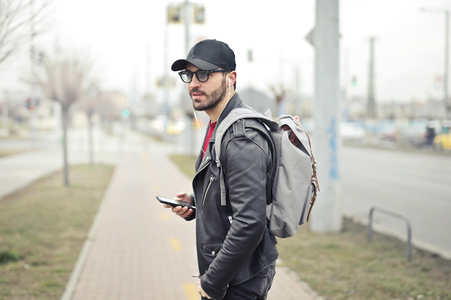 Man on phone call while walking outside